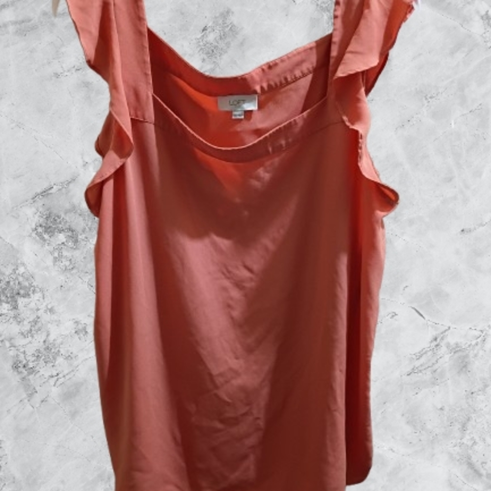 LOFT Women's Size XL Coral Ruffled Blouse